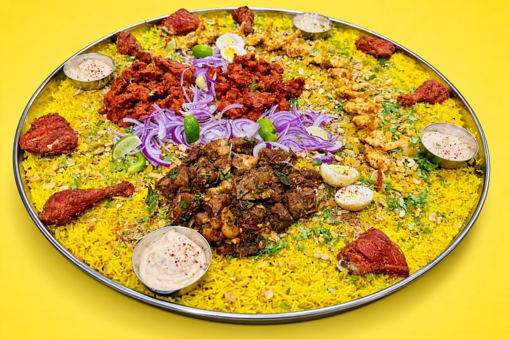 Massive signature Mandi platter at Clay Pot